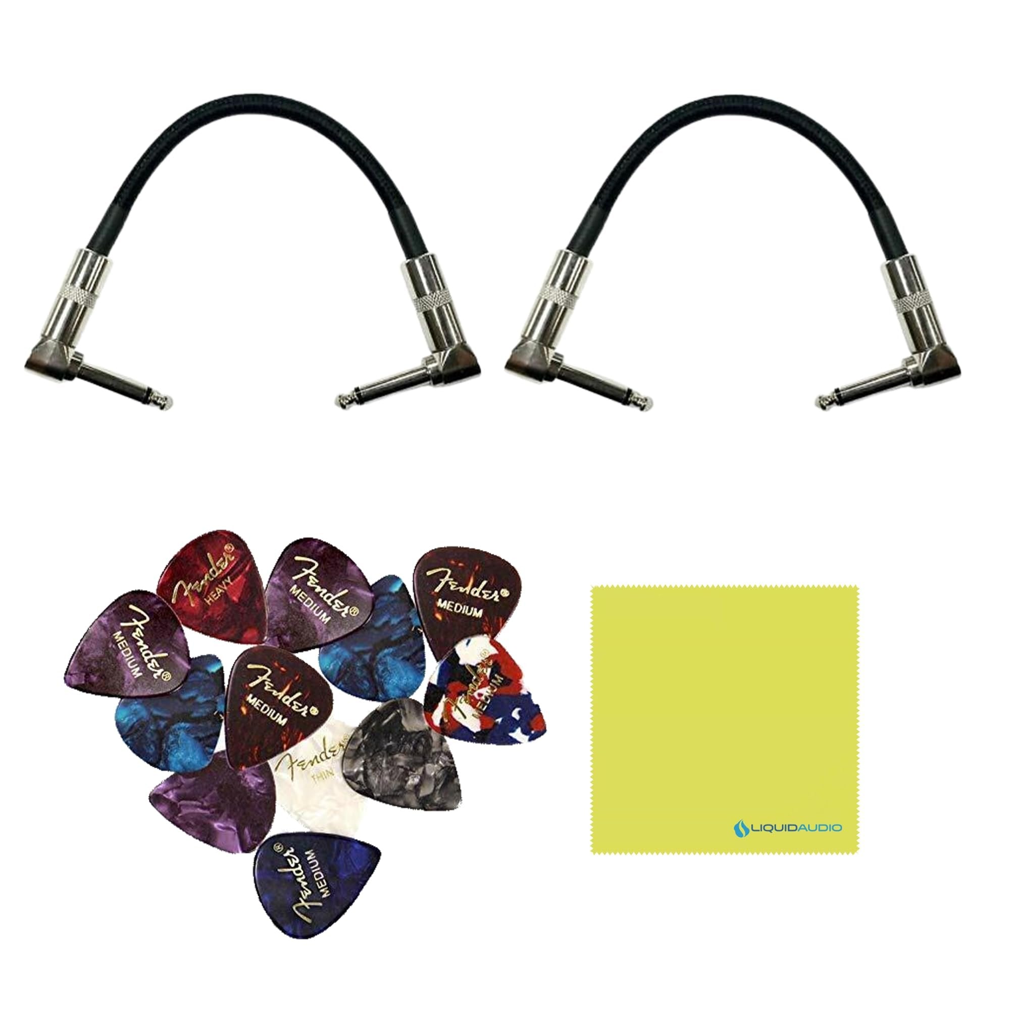 Boss FV-30H Foot Volume Pedal - Hi Z Bundle with 2x Strukture 6" Right Angle Patch Cable, 12x Guitar Picks and Instrument Polishing Cloth