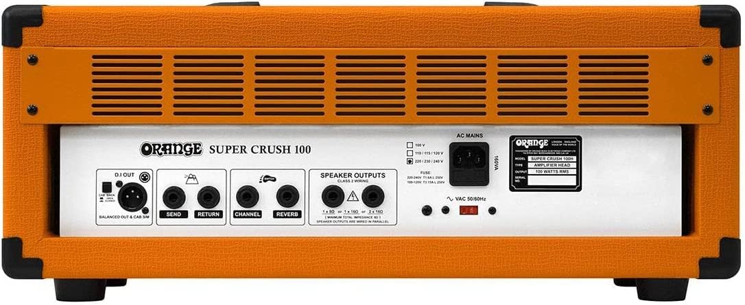 Orange SUPER-CRUSH-100-H Super Crush 100W Guitar Amplifier Head Bundle w/Pig Hog 10' Orange Creme 2.0 Guitar Bass Cable, Power Cable & Liquid Audio Polishing Cloth