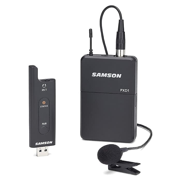 Samson SWXPD2BLM8 Lavalier USB Digital Wireless System with Lavalier Microphone and USB Stick Receiver, Works with Computers and Samson Expedition Portable PA Systems