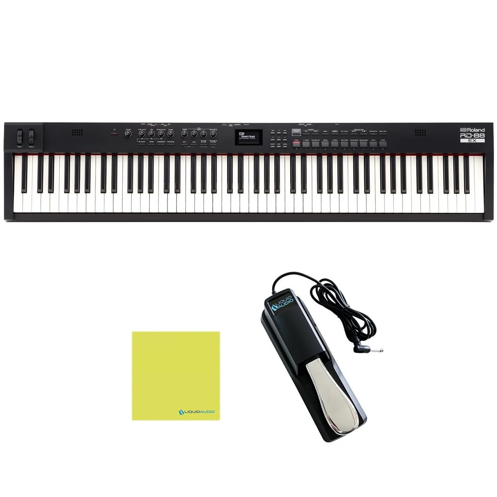 roland rd 88 sustain pedal Roland Premium Digital Stage Piano RD-88 EX Bundle with Liquid Audio Sustain Pedal & Polishing Cloth – 88-Key Keyboard with ZEN-Core Sounds,