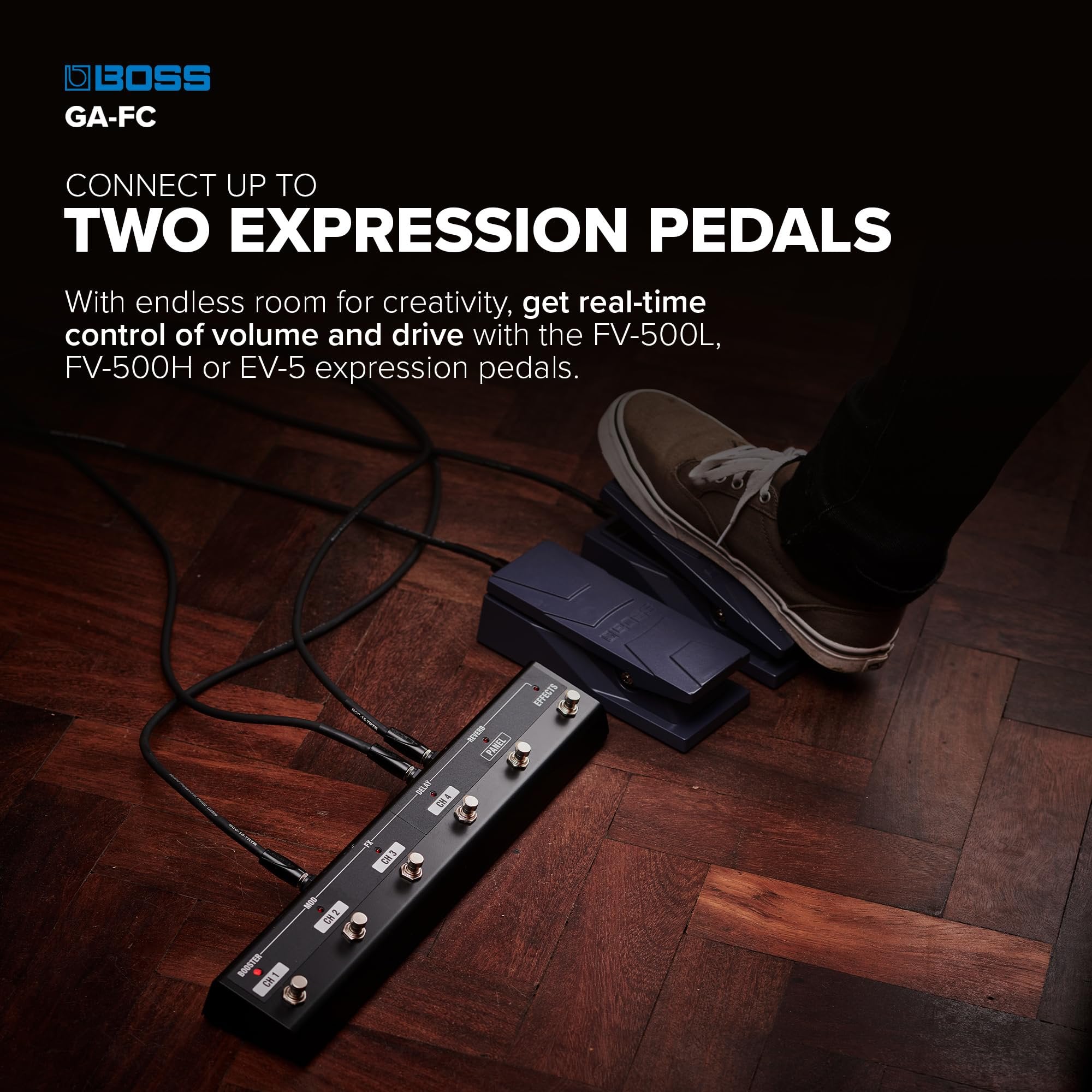 BOSS GA-FC | 6-Button Foot Controller | Hands-Free Control of BOSS/Roland Guitar & Bass Amps | Streamlined Channel Switching | Change Presets & Toggle Effects | Compatible with Most Katana Amps & More