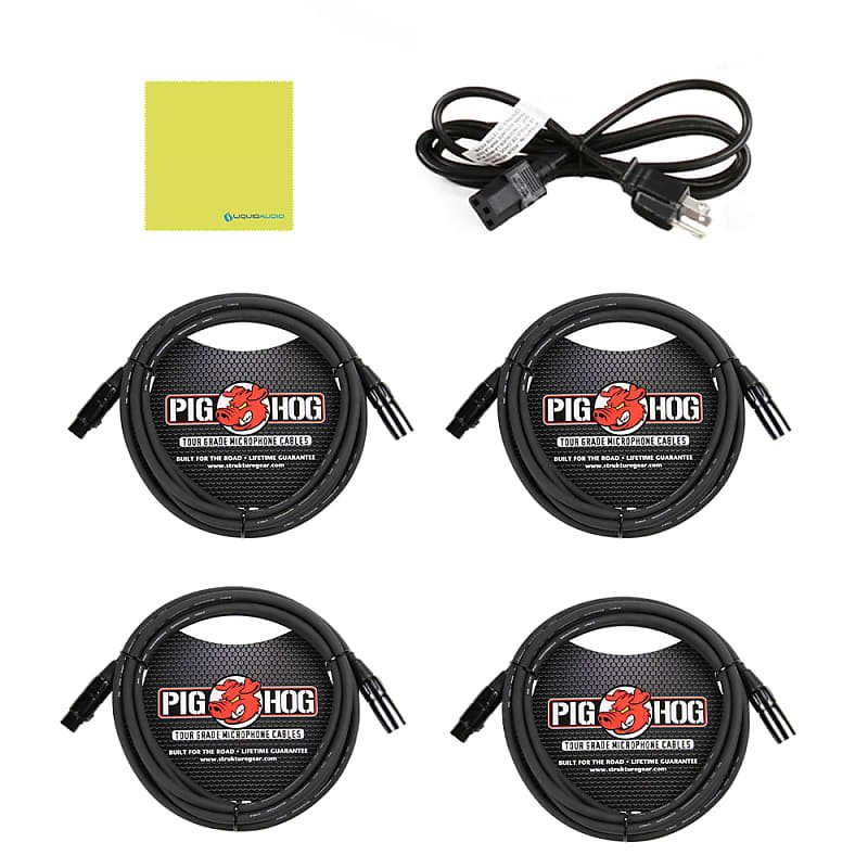 Allen &Heath AH-QU-16C Rack Mountable Compact Digital Mixer, Chrome Edition Bundle w/ 4-Pack Pig Hog PHM15 Pig Hog 8mm Mic Cable, Power Cable and Liquid Audio Polishing Cloth