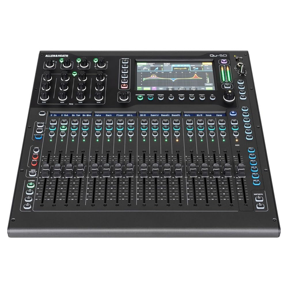 Allen & Heath Qu-5D 38-Channel Digital Mixer with Dante, 96kHz XCVI Core, 6 Multi-FX Engines, 7" Touchscreen, Motorized Faders, USB-C Interface & SD Recording