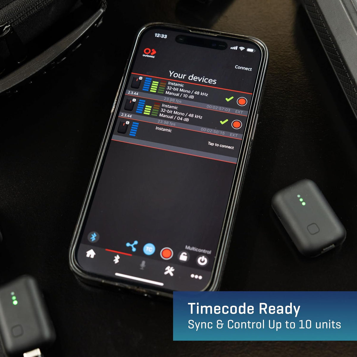 Instamic Pro Plus C Wearable 32-Bit Float Recorder and Wireless Microphone, Mono Model, IP67 Waterproof, 16GB Memory, USB-C and Bluetooth, Timecode