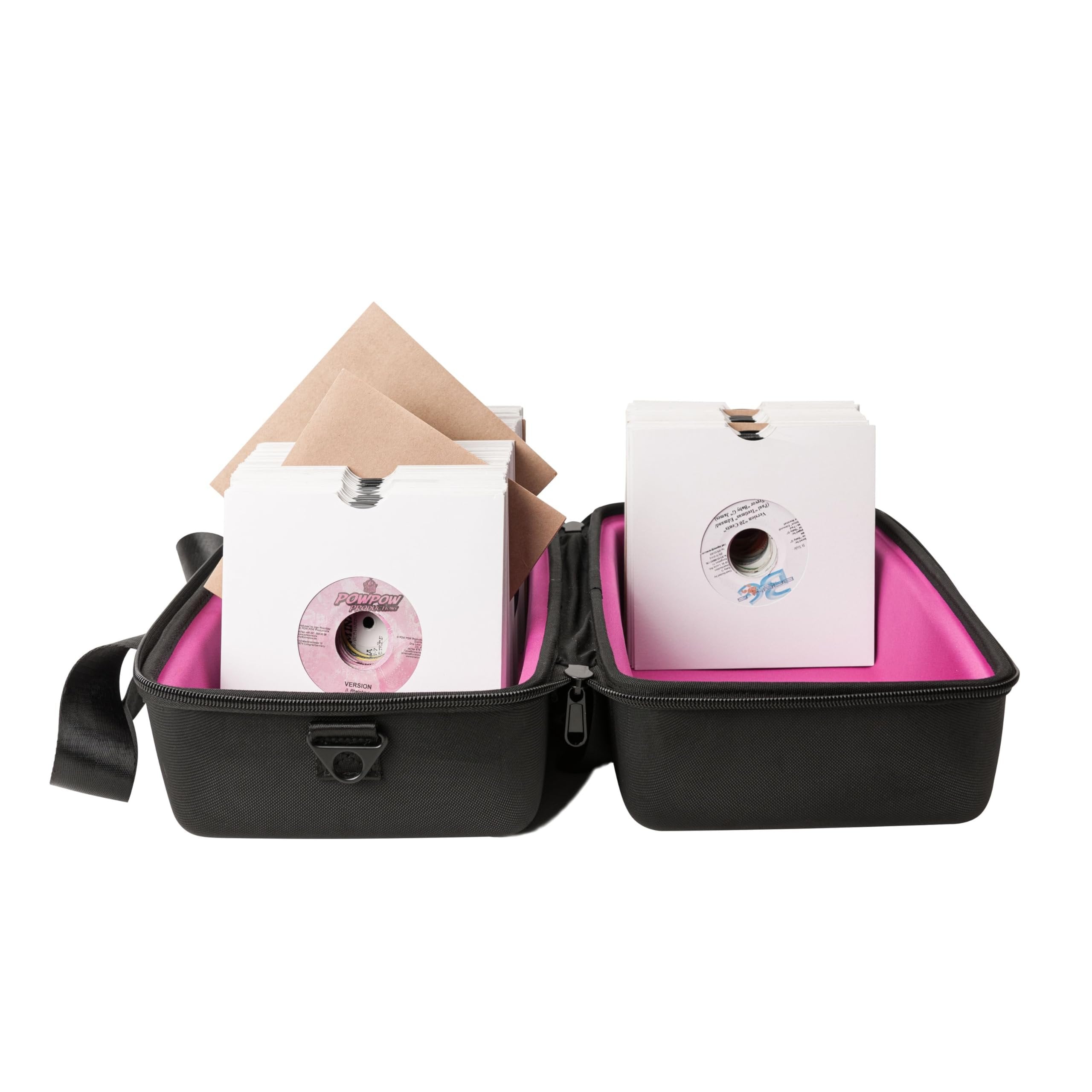 Magma 45 Sandwich Record Bag, Black/Pink, Fits up to 150 Records, Sandwich