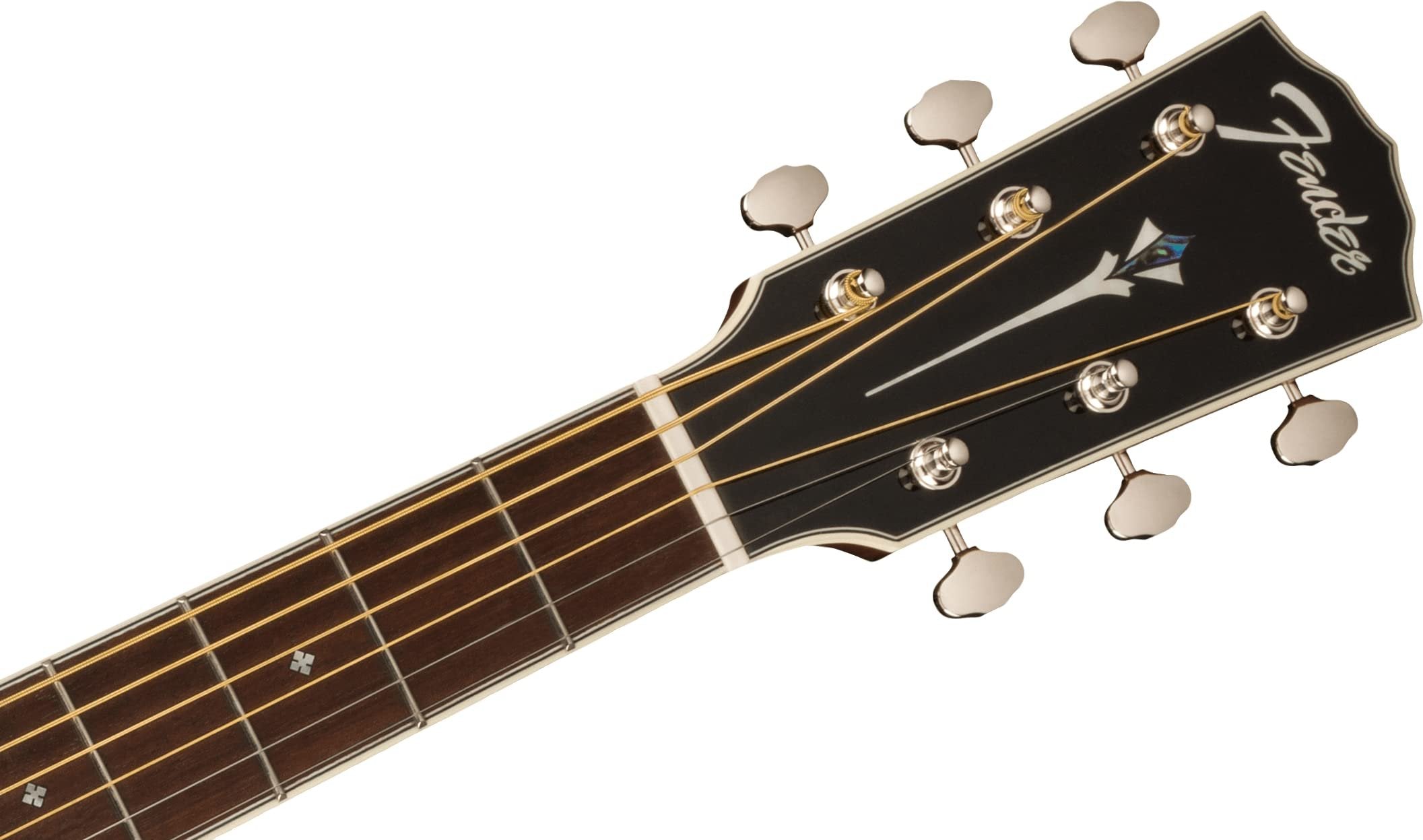 Fender Paramount PS-220E Parlor Acoustic Guitar, Natural, with Case
