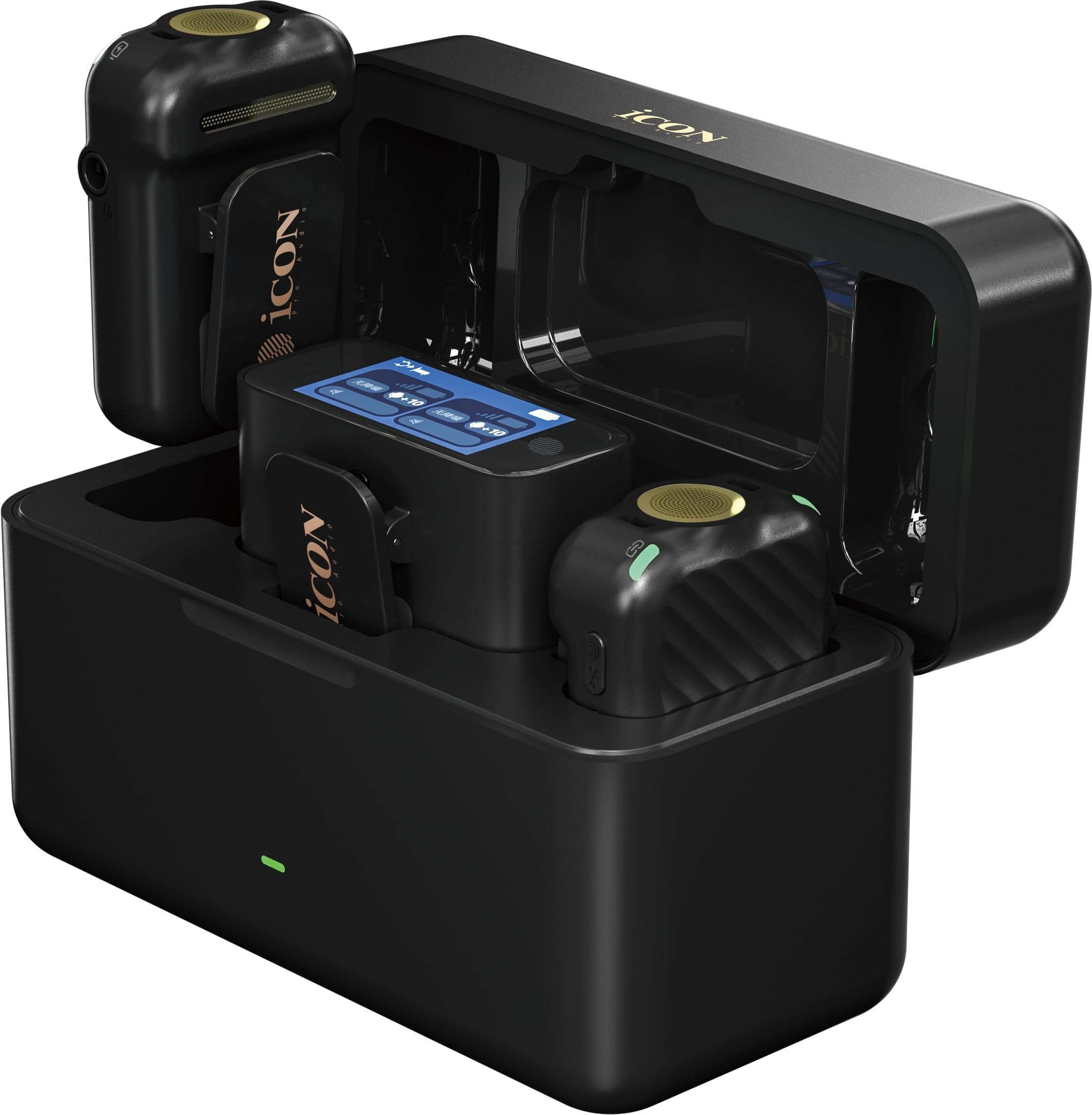 iCON Pro Audio AirMic Pro (2 TX + 1 RX + Charging Case) Wireless Lavalier Microphone, 250m (820 ft.) Range, 24-Hour Battery, Noise Cancellation, for PC, iPhone, Andriod, Interviews, Vlogs