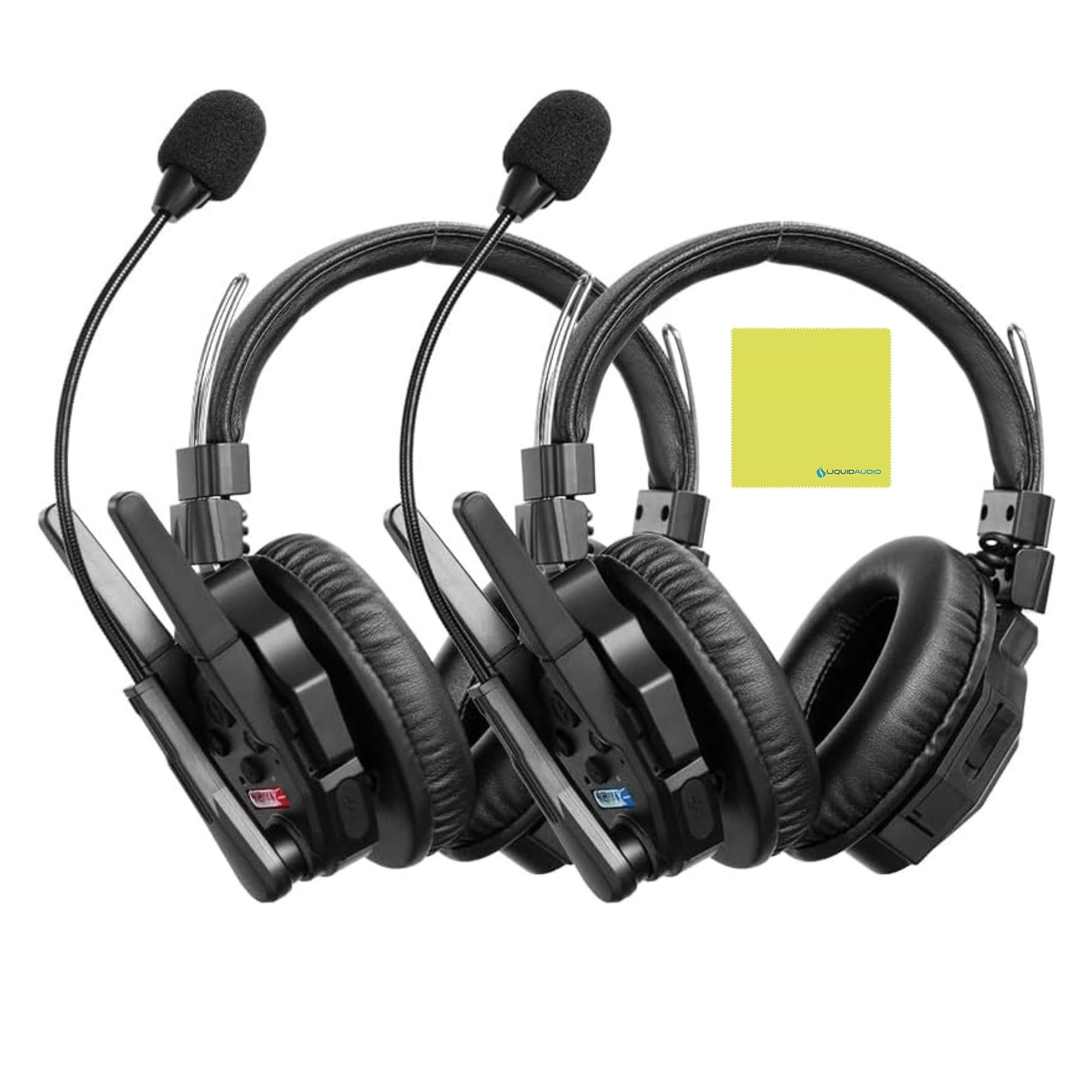 SYNCO Xtalk XMax2 Full-Duplex Wireless Intercom System with 2PCS Double-Ear Headsets (2.4GHz) for Team Communication, Film and Live Stage Use Bundle Polishing Cloth