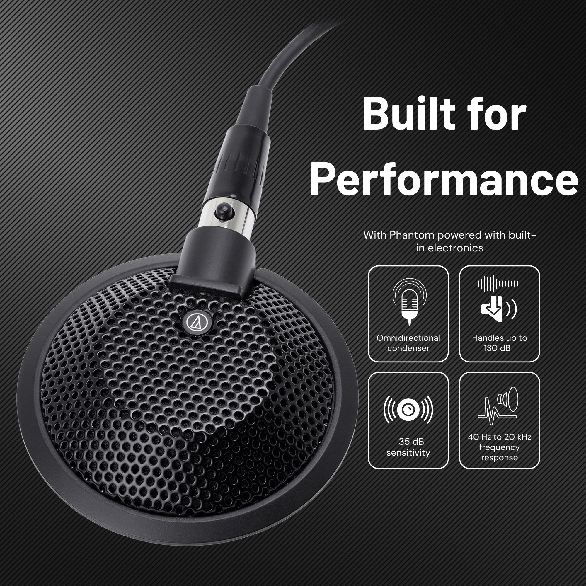 Audio-Technica Omni Condenser Microphone Audio - Omnidirectional Condenser Boundary Microphone (U841R)