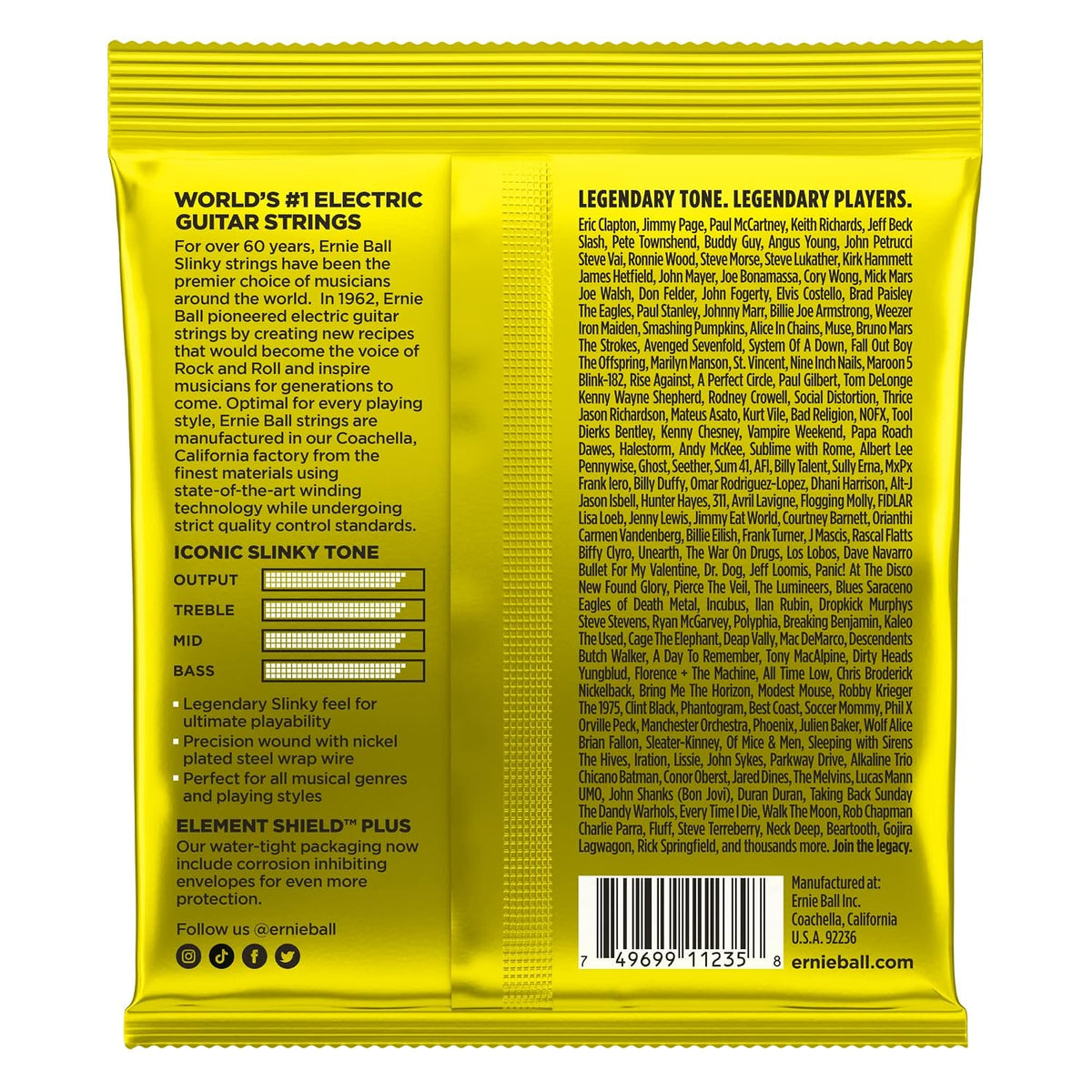 Ernie Ball Beefy Slinky Nickel Wound Electric Guitar Strings 3-pack, 11-54 Gauge (P03627)