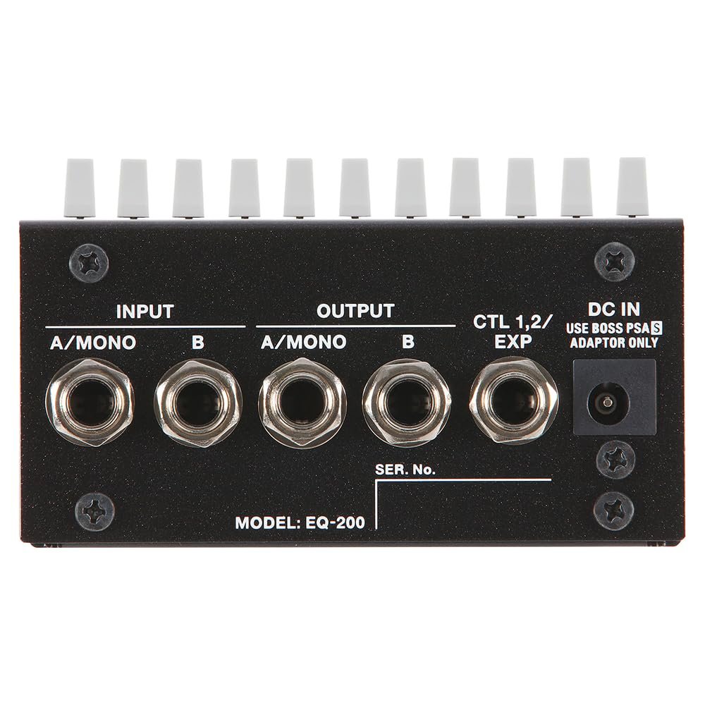 BOSS EQ-200 Graphic Equalizer Pedal Bundle with 2x 6" Right Angle Patch Cables, 12 Guitar Picks & Polishing Cloth – Dual-Channel 10-Band EQ with Memory, Stereo I/O & Graphic Display