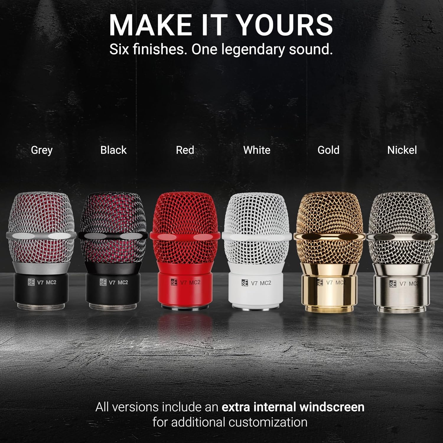 sE Electronics V7 MC2 Wireless Microphone Capsule - Compatible with Sennheiser Wireless Transmitters - Professional Dynamic Microphone for Singing, Speech & Music Studio Recording (Black w MP03 Pouch)