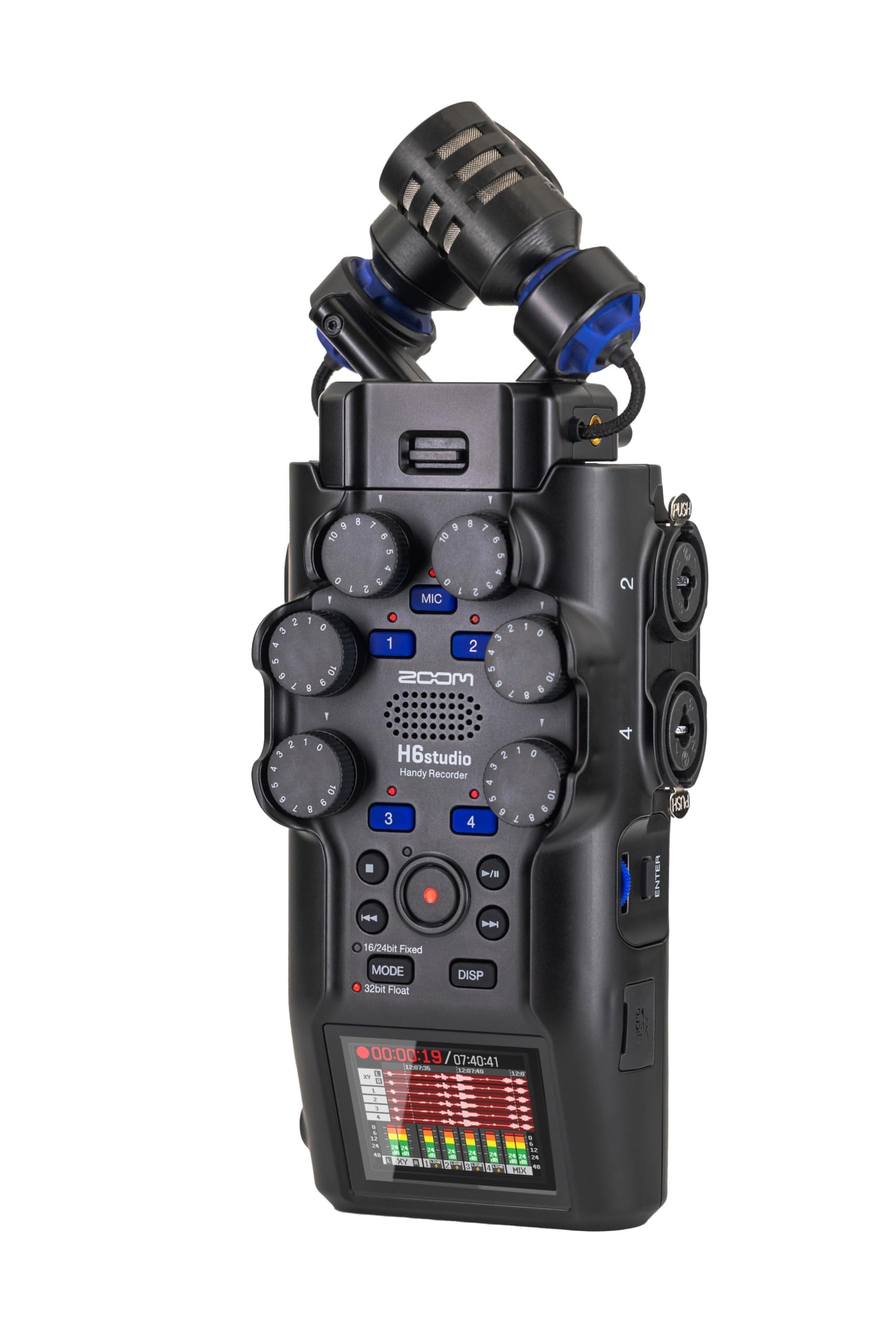 Zoom H6 studio Handheld Recorder for Musicians, Filmmakers & Podcasters with Large Stereo Microphones, 4 Pro Quality Preamps, 8 Tracks of Recording, 32-Bit Float, Gain Knobs, and USB Audio Interface