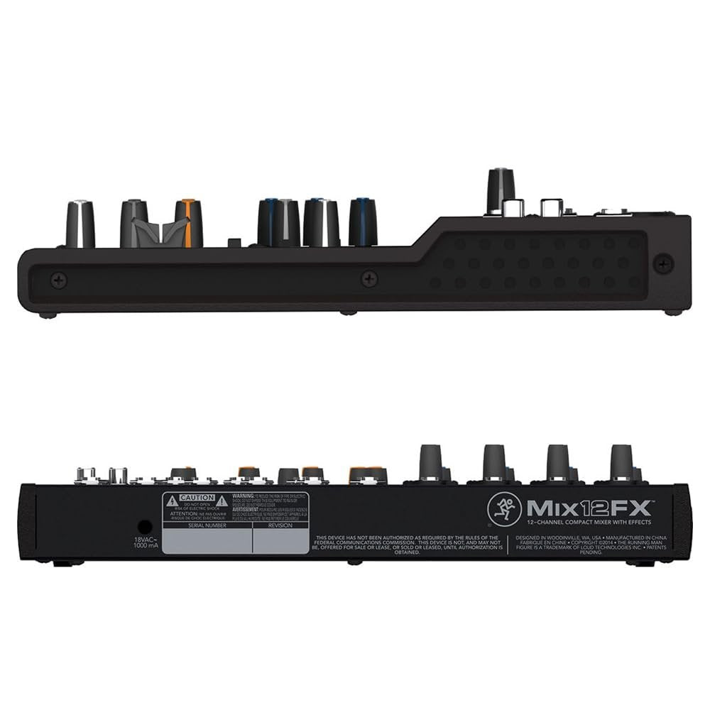 Mackie Mix12FX 12-Channel Compact Mixer with Effects Bundle with 2x Pig Hog 10ft XLR Tour Grade Microphone Cables & Polishing Cloth – Built-In FX, 3-Band EQ, and Stereo RCA I/O