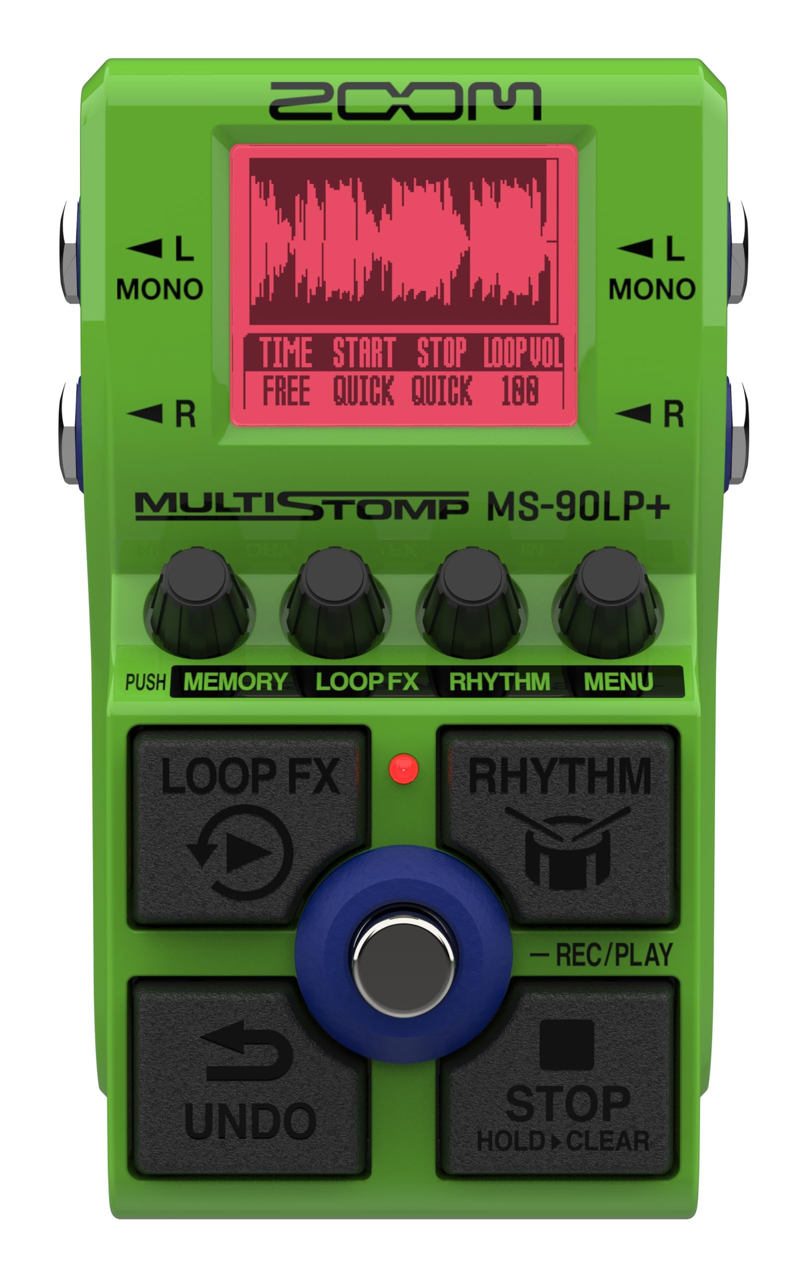 Zoom MS-90LP+ MultiStomp Looper Pedal with 90-Minute Loops, 13-Hour Recording, High-Fidelity 32-Bit Float Audio, Backlit LCD, Rhythm Patterns, and MIDI, for Guitarists, Bassists, & Keyboardists