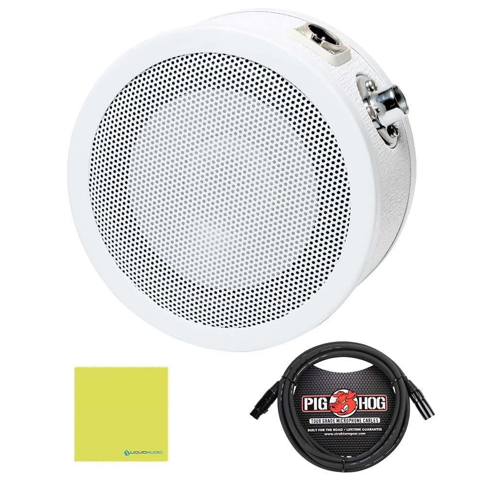 Solomon LoFReQ Sub Microphone Bundle with 10ft Pig Hog Microphone Cable & Polishing Cloth – White, Tolex Kick Drum Mic with Built-in Mount, Bidirectional Pattern & XLR Output