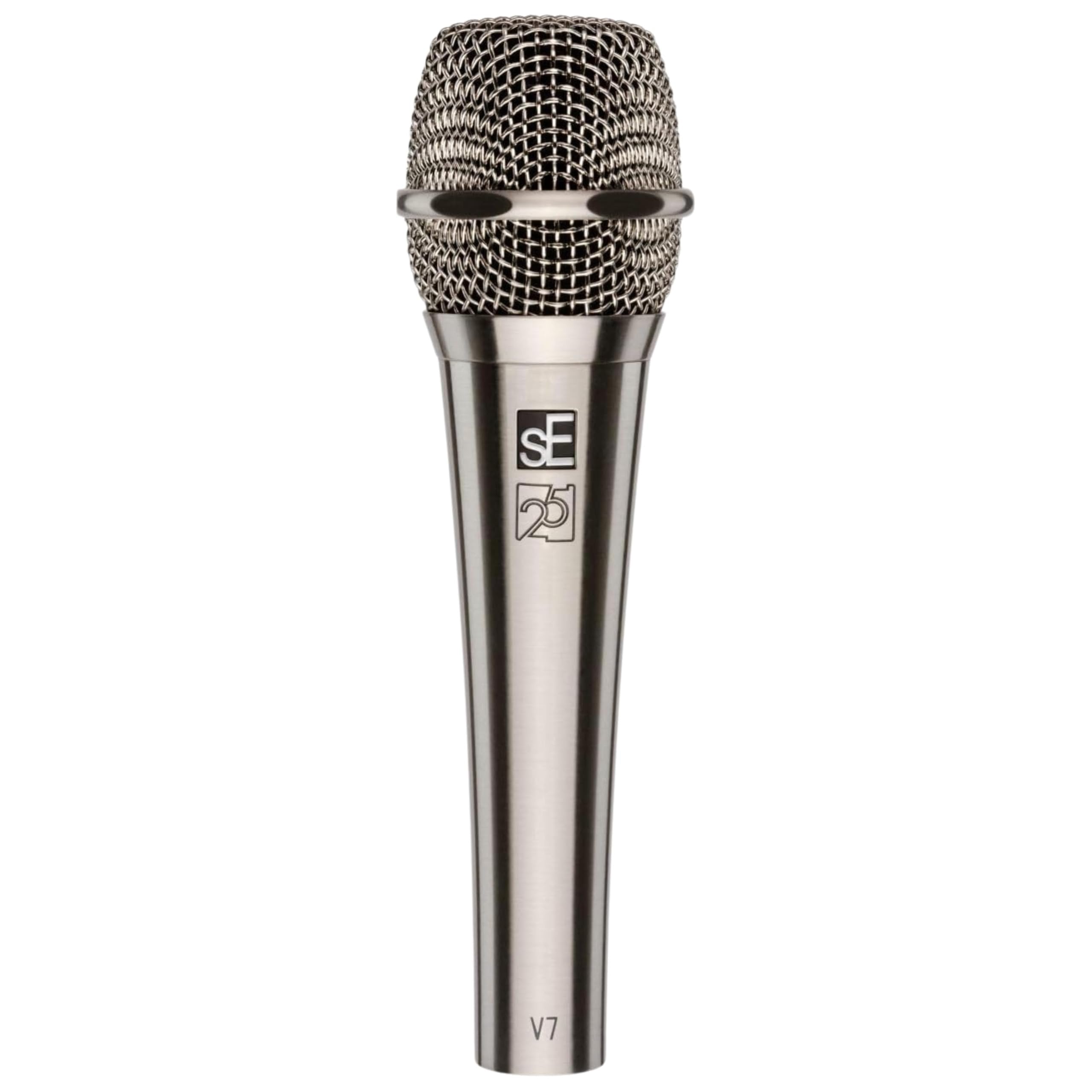 sE Electronics V7 Dynamic Microphone for Singing, Speech & Studio Recording - XLR Handheld Professional Microphone with Supercardioid Aluminum Voice Coil for Huge Gain Before Feedback - Brushed Nickel
