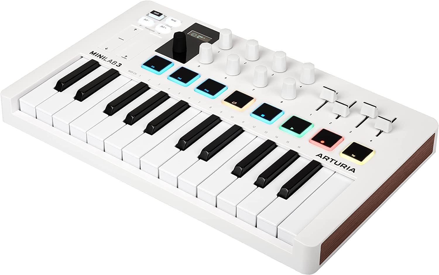 Arturia MiniLab 3 Portable 25-Key MIDI Keyboard Controller (White) with Pig Hog MIDI Cable, Polishing Cloth & Software Included