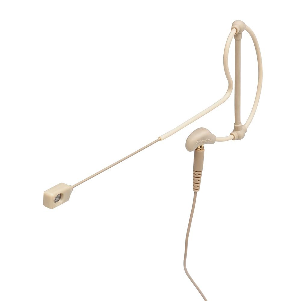Samson SE60x Unidirectional Earset Microphone Bundle with 5X Samson Windscreens & Polishing Cloth - Four Adaptor Cables Compatible with Most Popular Wireless Systems, Tan