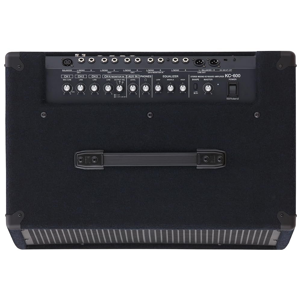 Roland KC-600 4-Channel Stereo Mixing Keyboard Amplifier Bundle with 25ft Pig Hog 9.2mm Speaker Cable & Polishing Cloth – 200-Watt Power, 15" Woofer, Versatile Inputs, Stage-Ready Performance