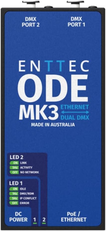 Enttec 70407 ODE MK3 Two-Universe Bidirectional DMX Ethernet Gateway Bundle w/3-Pin DMX Lighting Cable and Liquid Audio Polishing Cloth