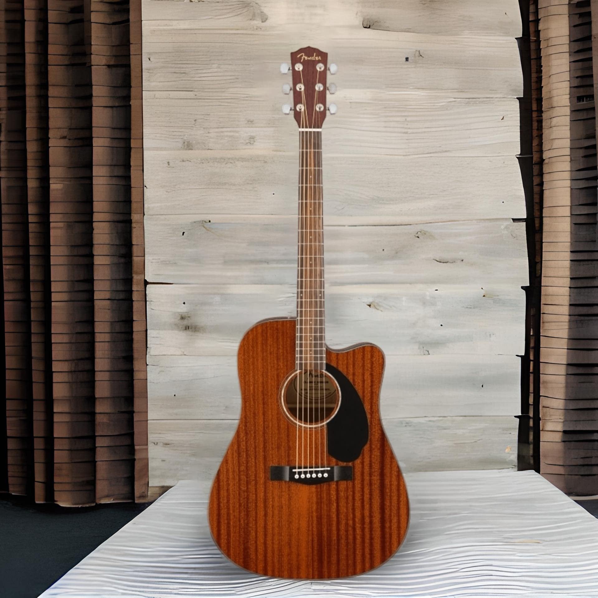 Fender CD-60SCE All-Mahogany Dreadnought Cutaway Acoustic-Electric Guitar – Natural