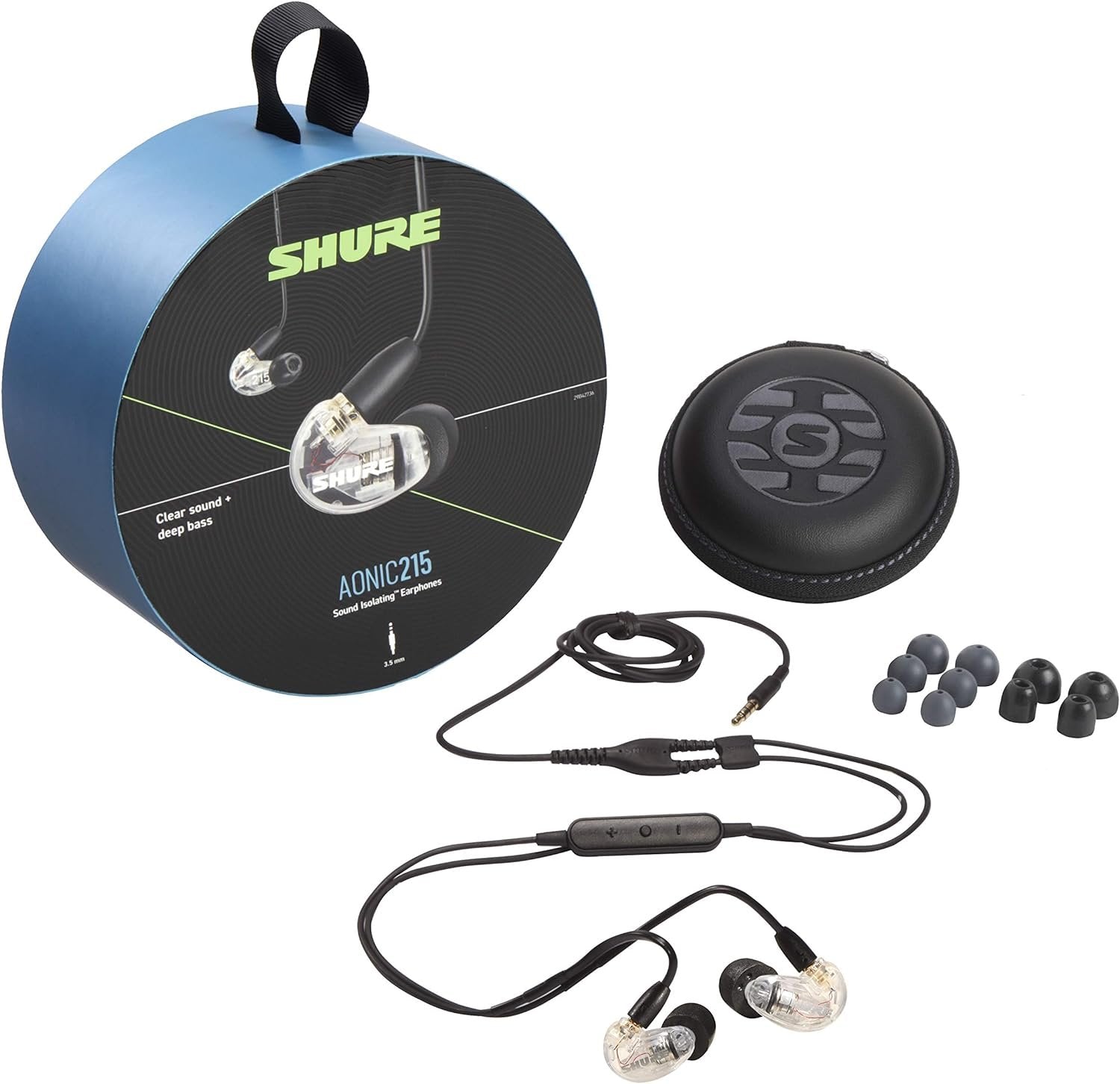Shure AONIC 215 Wired Earbuds – Sound-Isolating In-Ear, Detachable Cable, Compatible with Apple & Android