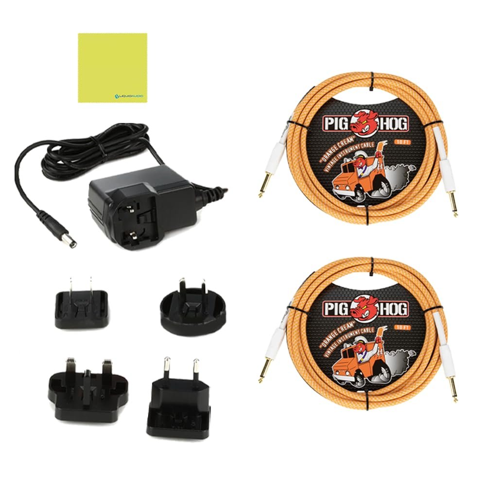 Radial Engineering EXTC-Stereo Guitar Effects Interface & Reamper Bundle w/ 2-Pack Pig Hog 10' Orange Cream 2.0 Instrument Cable, Power Adapter and Liquid Audio Polishing Cloth
