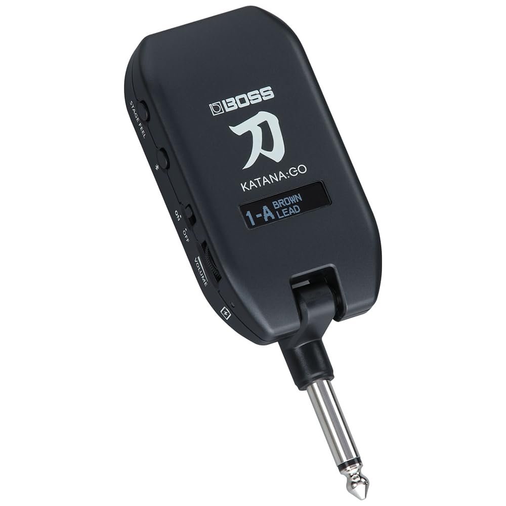 Boss Katana:Go Mini Guitar Headphone Amp Bundle with 12 Guitar Picks & Polishing Cloth – Portable Wireless Amp with Pro-Quality Tones, Effects & Bluetooth for Practice & Silent Jamming