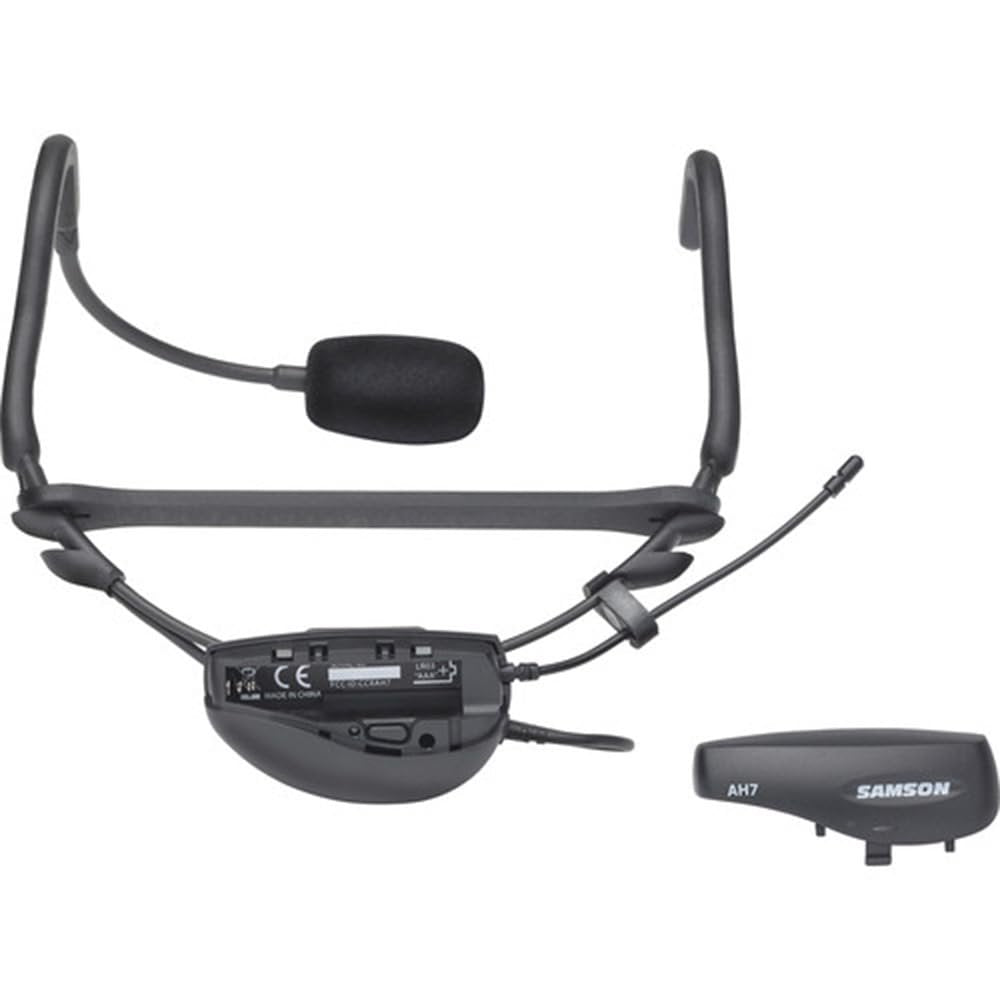 Samson Airline 77 AH7 Fitness Headset Wireless System Channel K3 (492.425 MHz) Bundle with 5 Windscreens and Polishing Cloth – Fitness Instructor Microphone Headset System