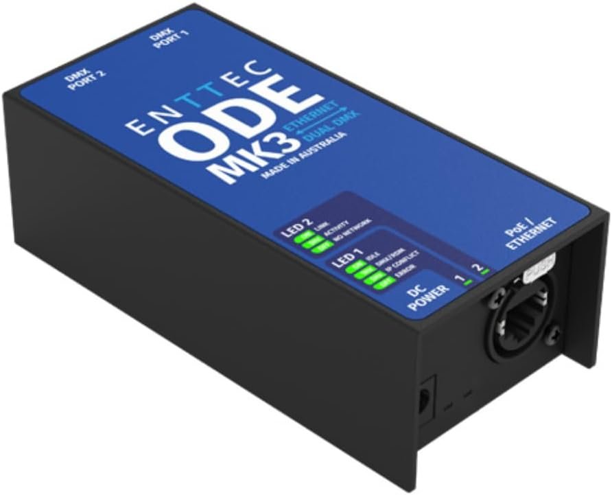Enttec 70407 ODE MK3 Two-Universe Bidirectional DMX Ethernet Gateway Bundle w/3-Pin DMX Lighting Cable and Liquid Audio Polishing Cloth