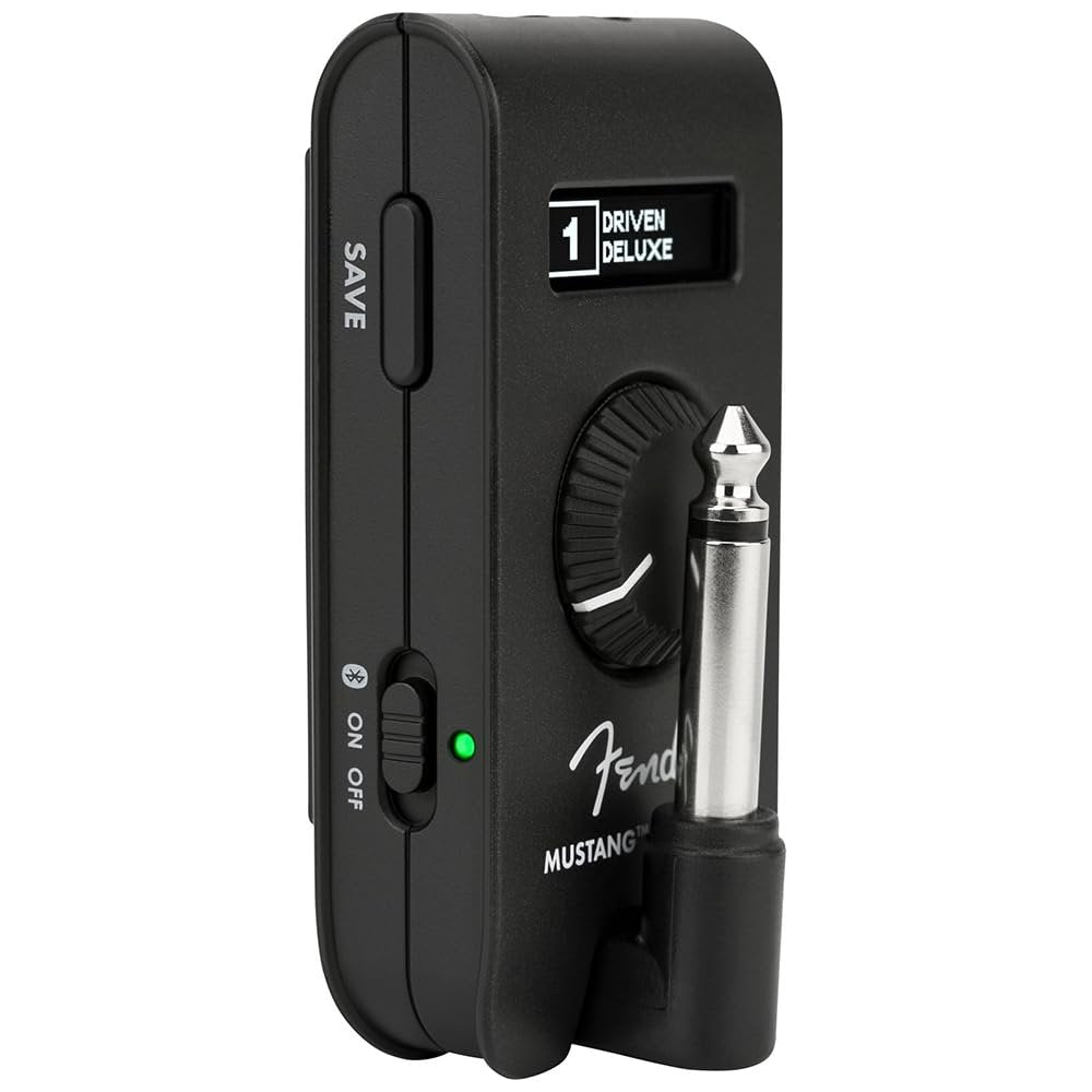 Fender Mustang Micro Plus Headphone Amplifier Bundle with 12x Guitar Picks and Instrument Polishing Cloth - Rechargeable Battery, Bluetooth Audio Streaming and 50 Amp and Effects Models