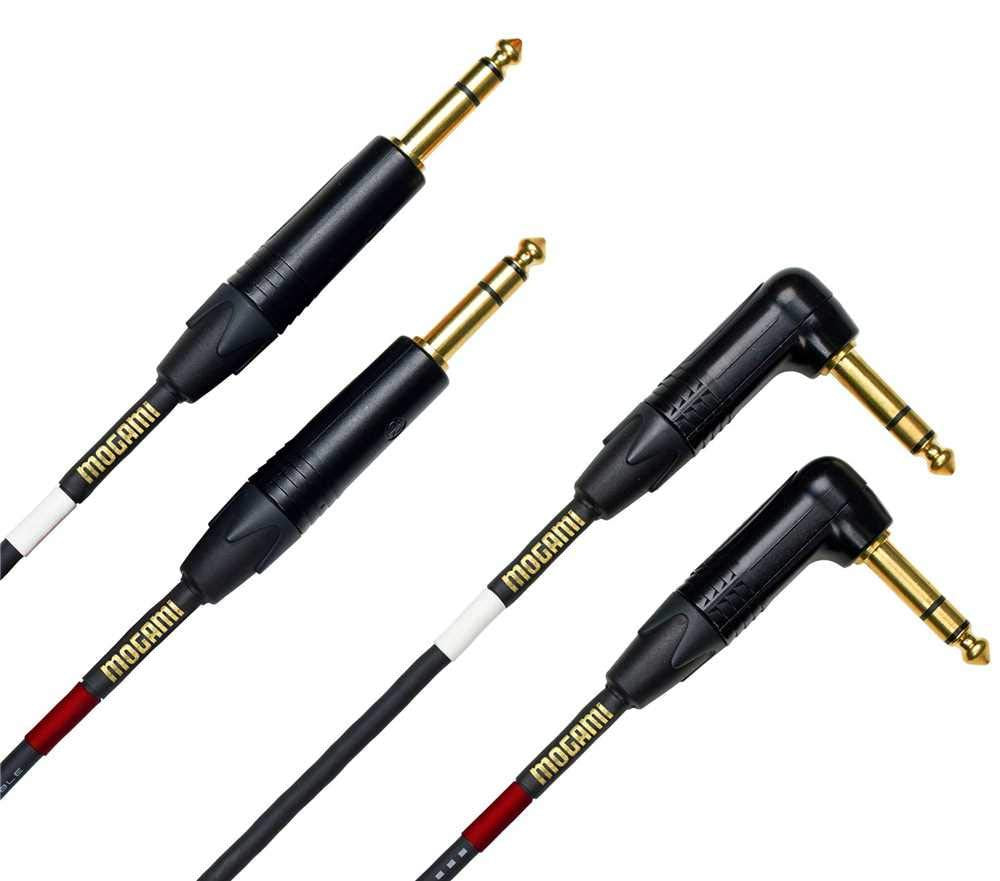 Mogami Gold Key SB-06R Balanced Stereo Keyboard Instrument Cable, 1/4" TRS Male Plugs, Gold Contacts, Dual Right Angle to Dual Straight Connectors, 6 Foot