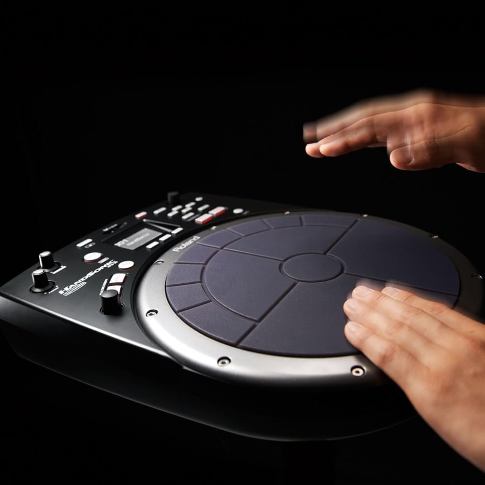 Roland HandSonic HPD-20 Digital Hand Percussion Controller Bundle with 6ft Pig Hog MIDI Cable & Polishing Cloth – 10in Pad with 13 Velocity-Sensitive Sections, 850 Sounds, Sampling & MIDI Integration
