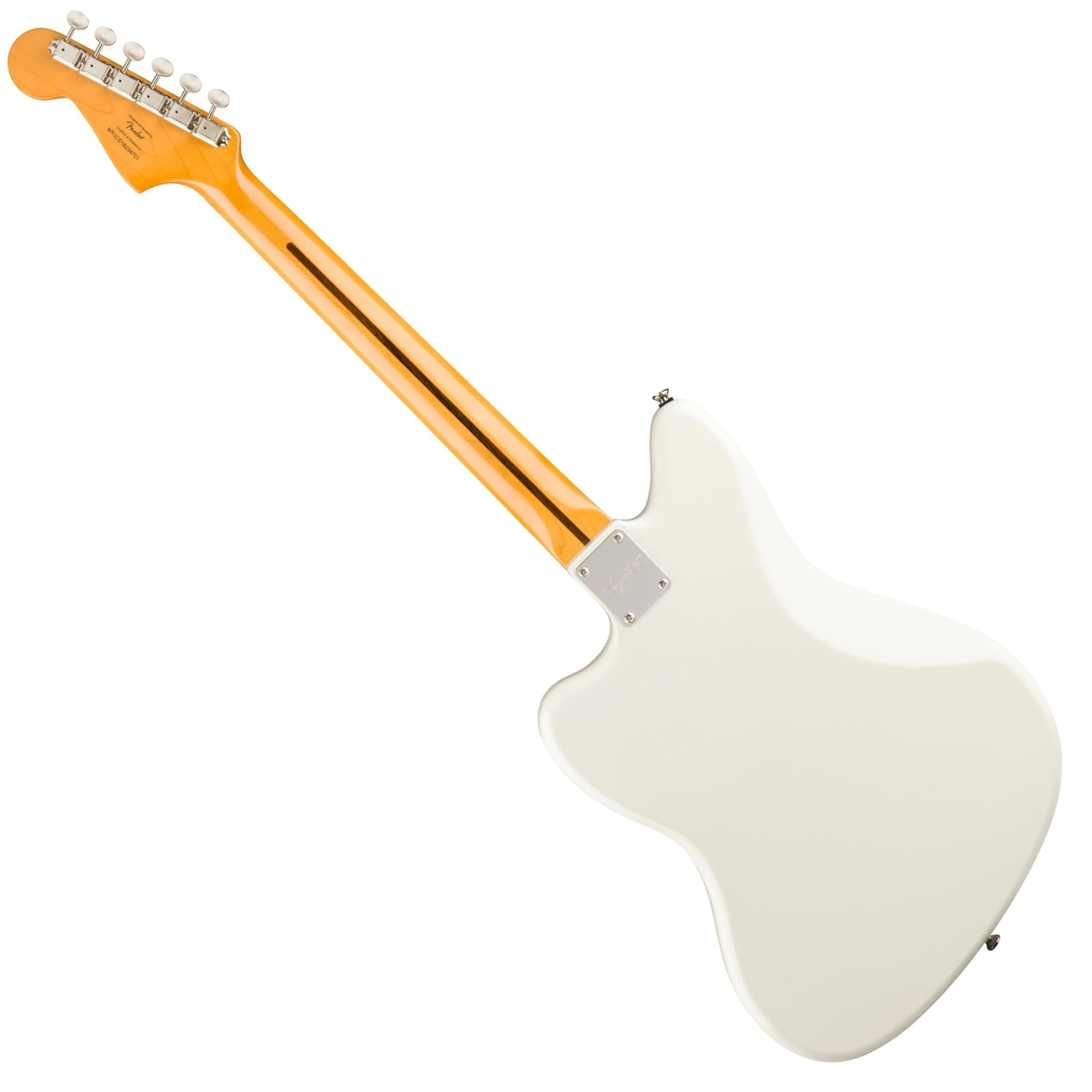 Squier Classic Vibe '60s Jazzmaster Electric Guitar Bundle with 12 Guitar Picks & Polishing Cloth – Olympic White, Laurel Fingerboard, Vintage-Style Tremolo, Alnico Single-Coil Pickups