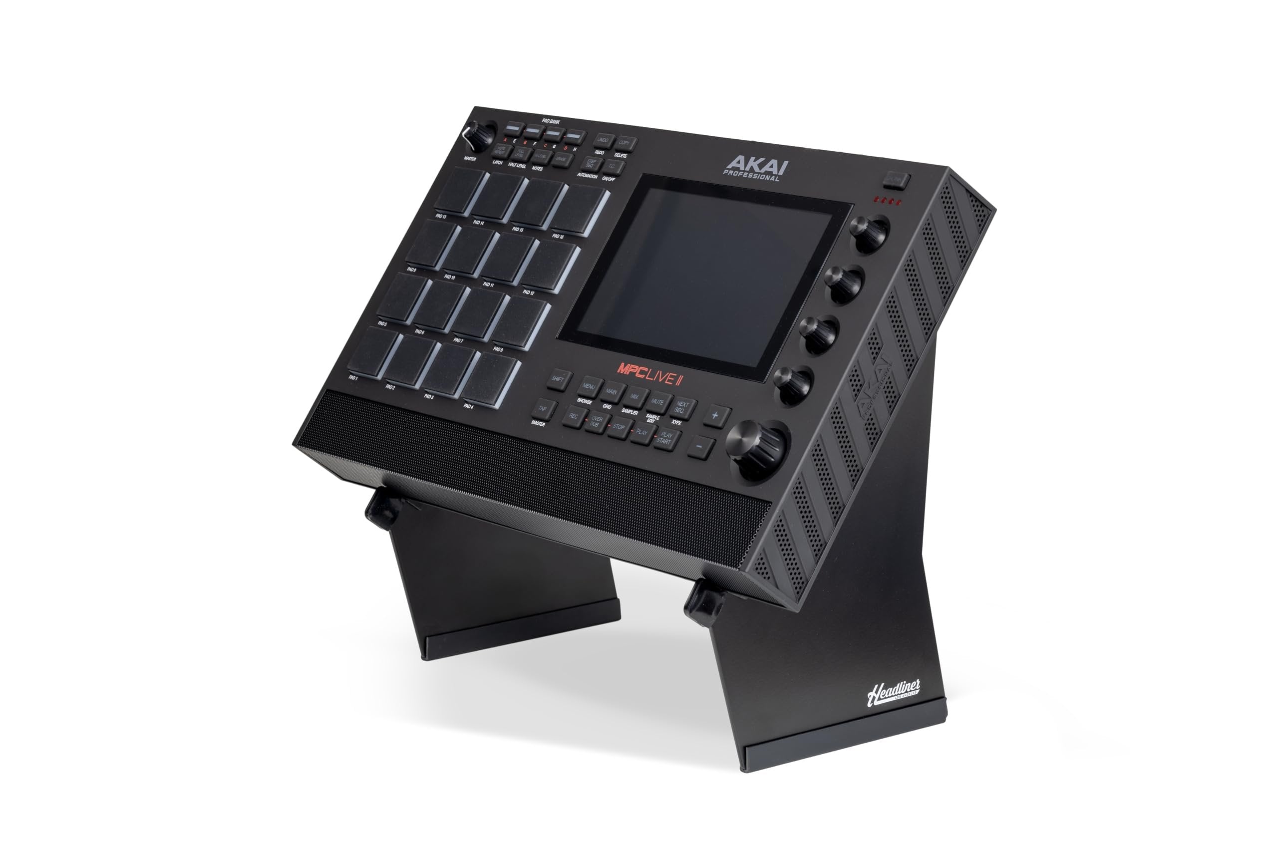 Headliner Adjustable Steel Desktop Production Stand; 55˚ Degree Angle; Fits Larger Desktop Synths, Samplers, Effects Modules, Drum Machines and more Music Production Gear for your Studio