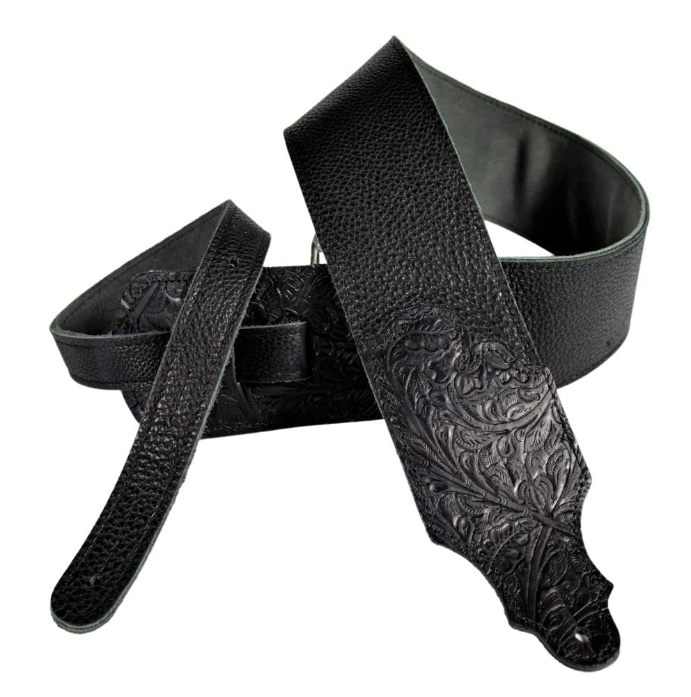 Franklin Strap 3" Original Glove Leather with Tooled End Tab Guitar Strap