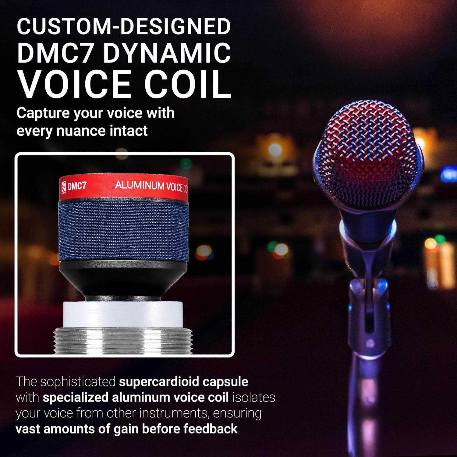 sE Electronics V7 MC2 Wireless Microphone Capsule - Compatible with Sennheiser Wireless Transmitters - Professional Dynamic Microphone for Singing, Speech & Music Studio Recording (Black w MP03 Pouch)