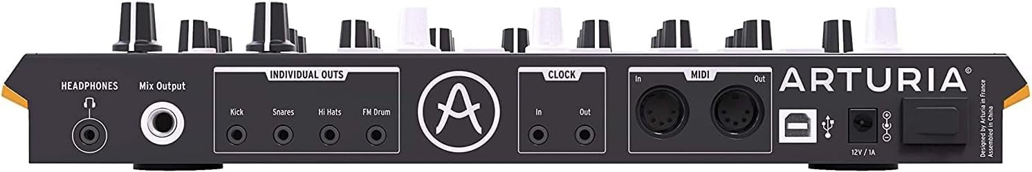 Arturia DrumBrute Impact Analog Drum Machine BUNDLE with 2x Pig Hog MIDI Cable 6ft, Power Supply, and Polishing Cloth - Beat Making Equipment with 10 Drum Sounds, 64 Patterns with 64 Steps