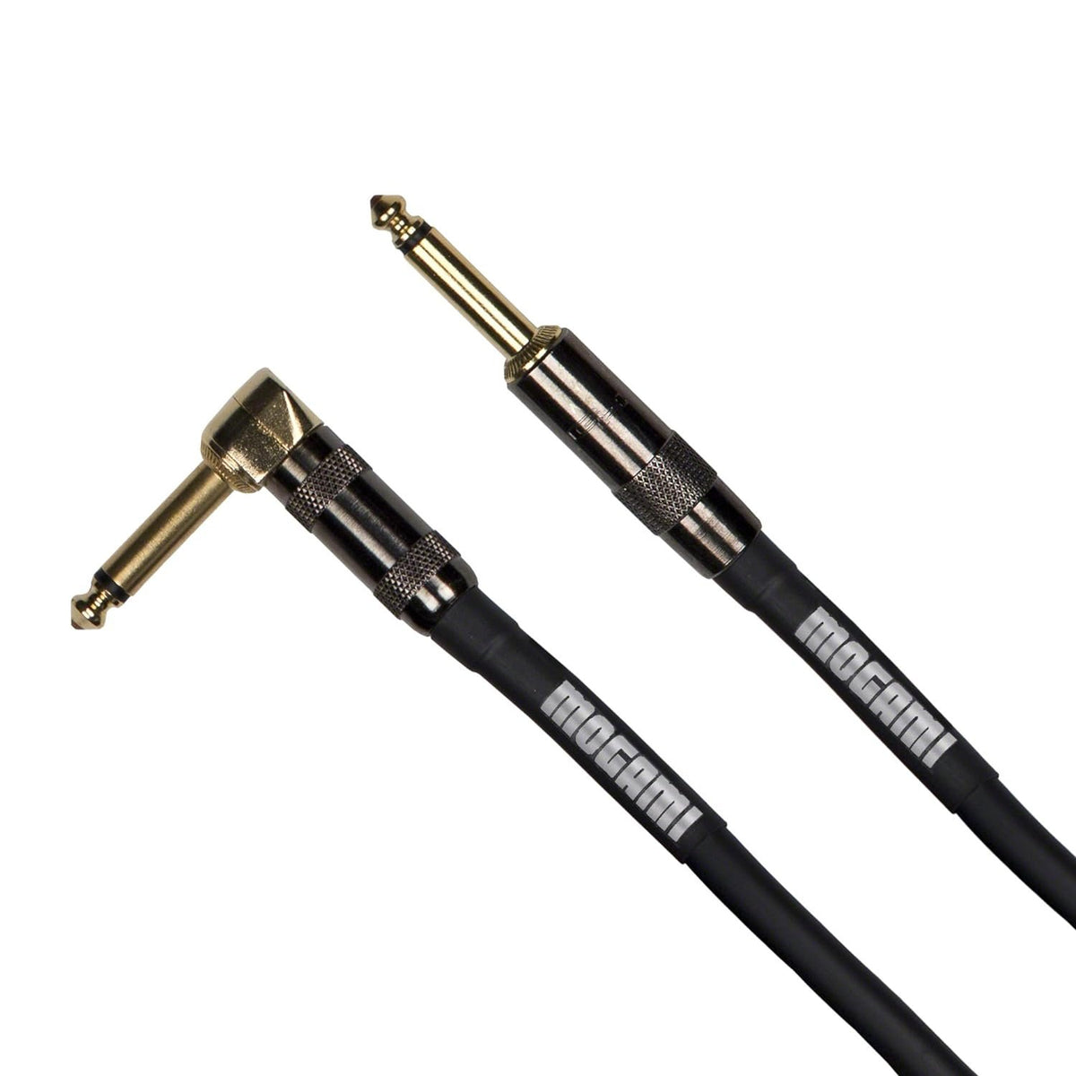 Mogami Platinum Guitar Instrument Cable, 1/4" TS Male Plugs, Gold Contacts, Right Angle to Straight Connectors