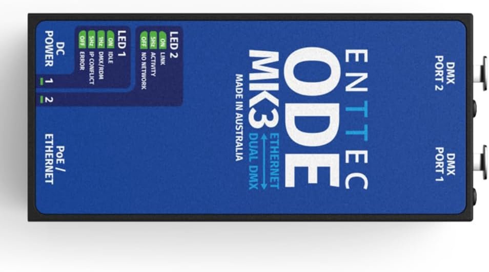 Enttec 70407 ODE MK3 Two-Universe Bidirectional DMX Ethernet Gateway Bundle w/3-Pin DMX Lighting Cable and Liquid Audio Polishing Cloth