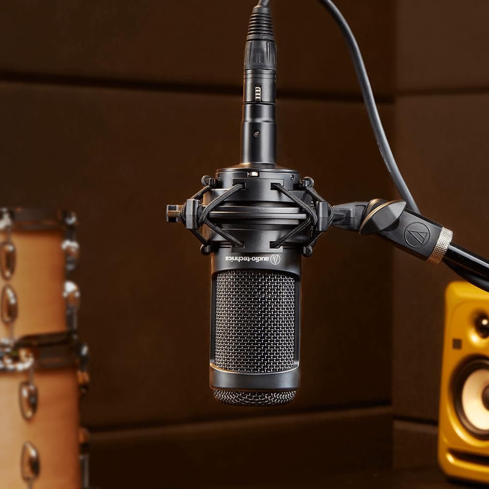 Audio Technica AT2050 Multi-Pattern Condenser Microphone Bundle with 10ft XLR Pig Hog Mic Cable & Polishing Cloth – Cardioid, Omni & Figure-8 Modes for Studio Vocals, Instruments, Voice