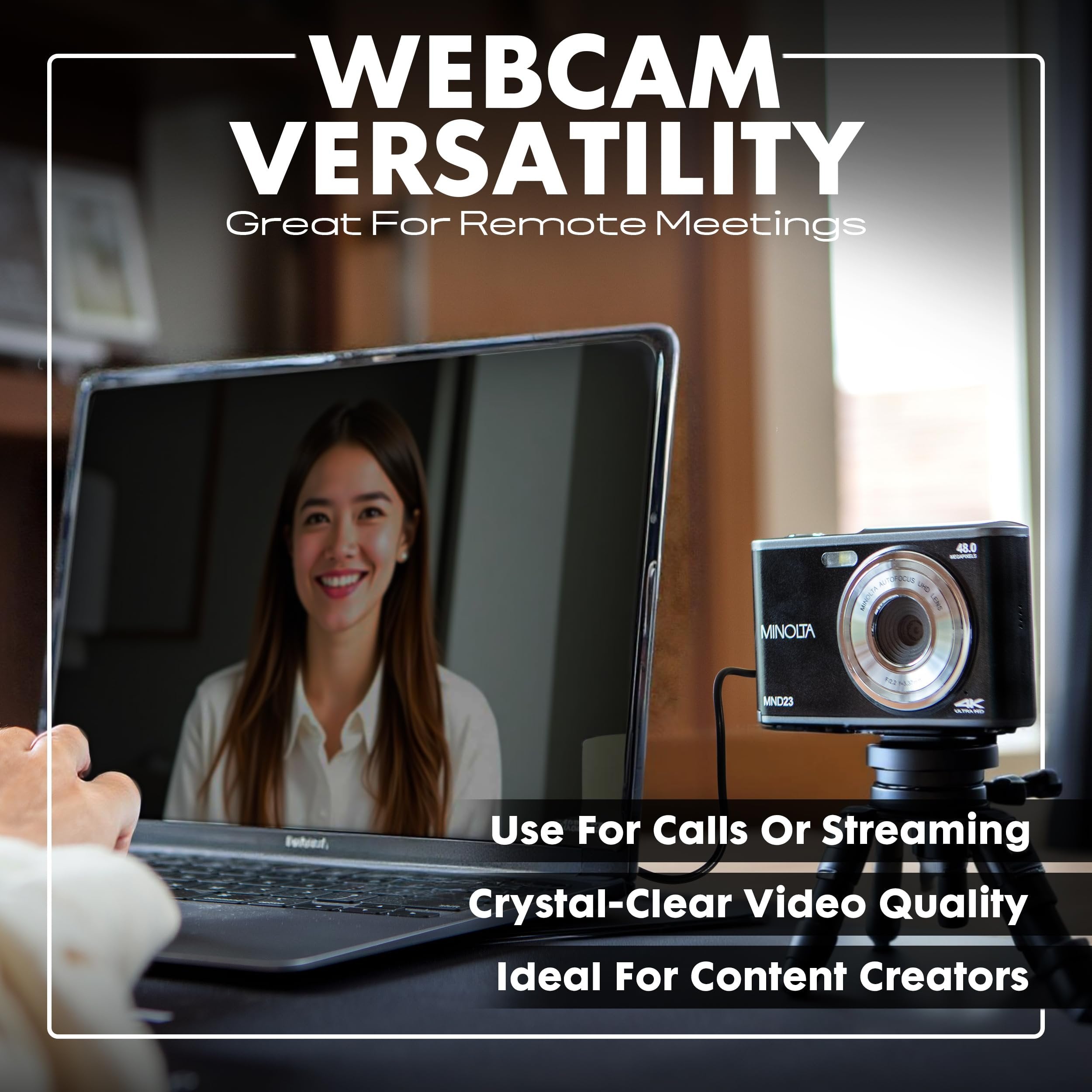 Minolta 48 Mega Pixels Point & Shoot Digital Camera with Rear Selfie Lens, Autofocus & 4K Ultra HD Video