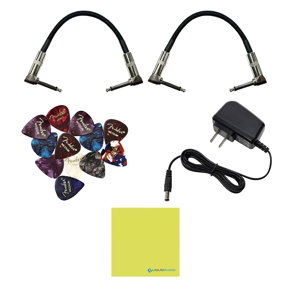 Universal Audio Lion '68 Super Lead Amp Pedal Bundle with 2x Right Angle Patch Cables, 9V Power Adapter, 12 Guitar Picks & Polishing Cloth – Authentic Tube Amp Tones, Versatile Gain Control