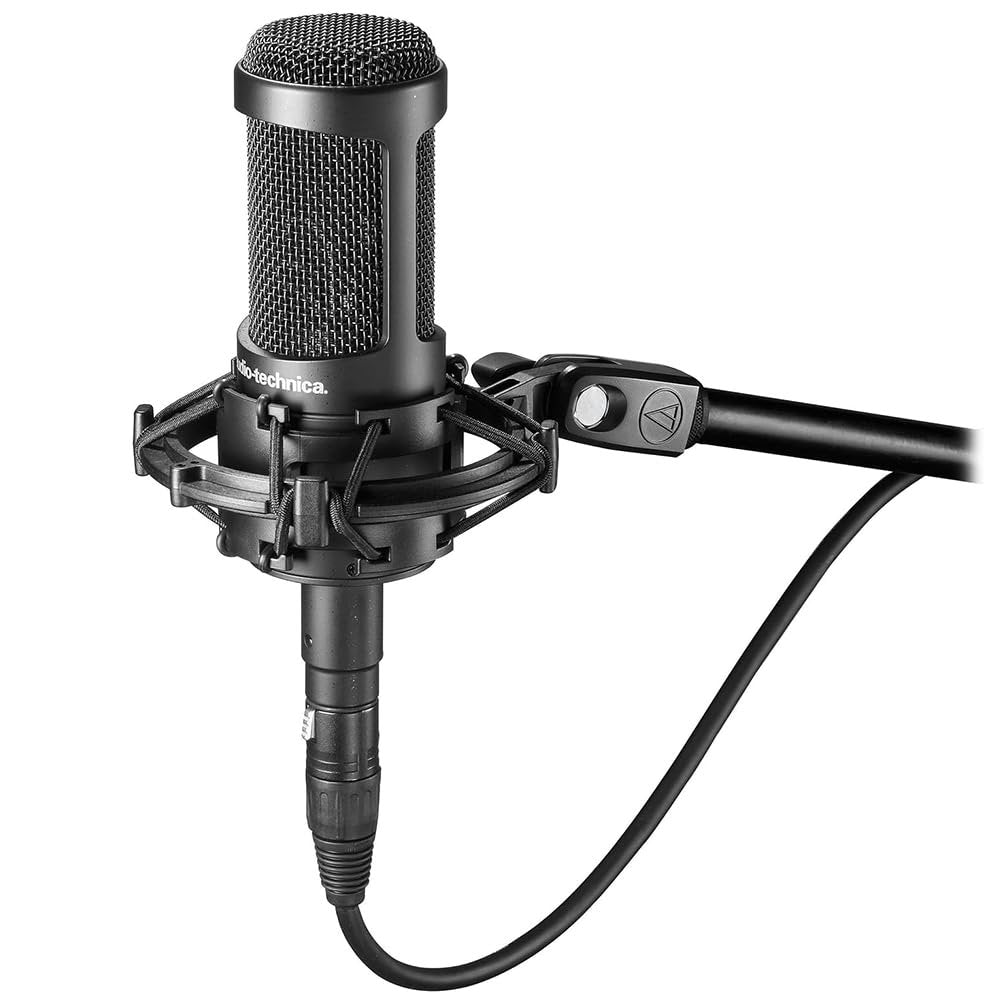 Audio Technica AT2050 Multi-Pattern Condenser Microphone Bundle with 10ft XLR Pig Hog Mic Cable & Polishing Cloth – Cardioid, Omni & Figure-8 Modes for Studio Vocals, Instruments, Voice