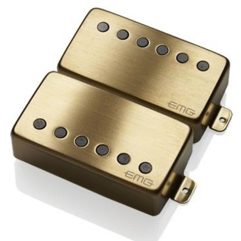 EMG 57/66 Bridge and Neck Humbucker Guitar Pickups Set, Brushed Gold