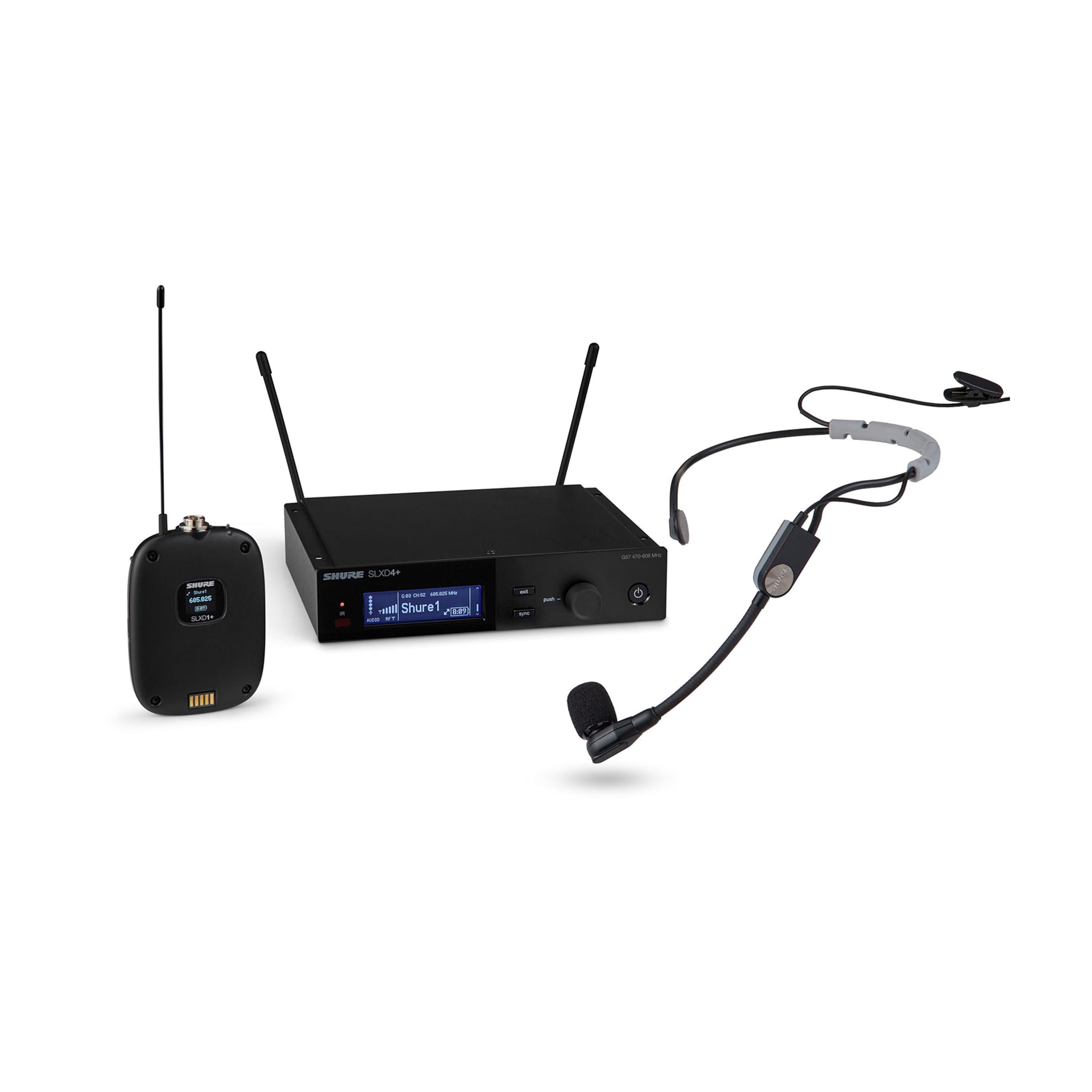 Shure SLXD14+/SM35 Wireless System - Includes SLXD4+ Receiver, SLXD1+ Bodypack Transmitter with SM35 Headset Mic, Bluetooth Monitoring, Feedback Reduction, WWB and Mobile App Control, G57 Band