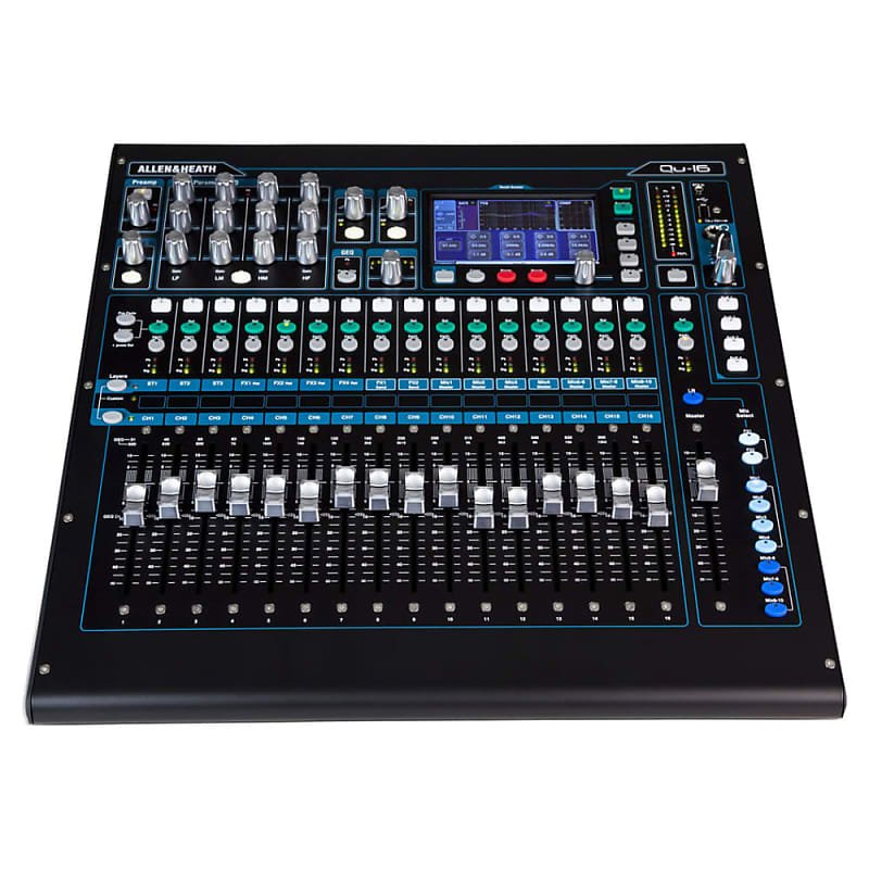 Allen &Heath AH-QU-16C Rack Mountable Compact Digital Mixer, Chrome Edition Bundle w/ 4-Pack Pig Hog PHM15 Pig Hog 8mm Mic Cable, Power Cable and Liquid Audio Polishing Cloth