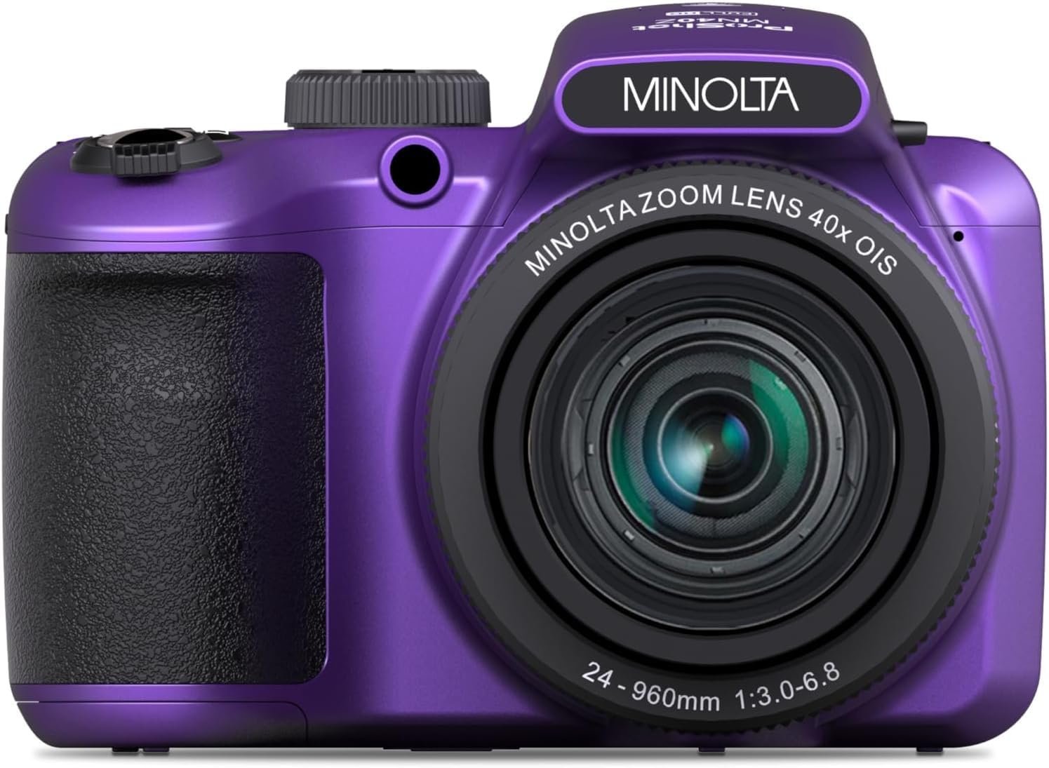 Minolta MN40Z 20MP Digital Camera – 40x Optical Zoom, 1080p FHD Video, 3.0" LCD, Wi-Fi, Face/Smile/Blink Detection – Purple