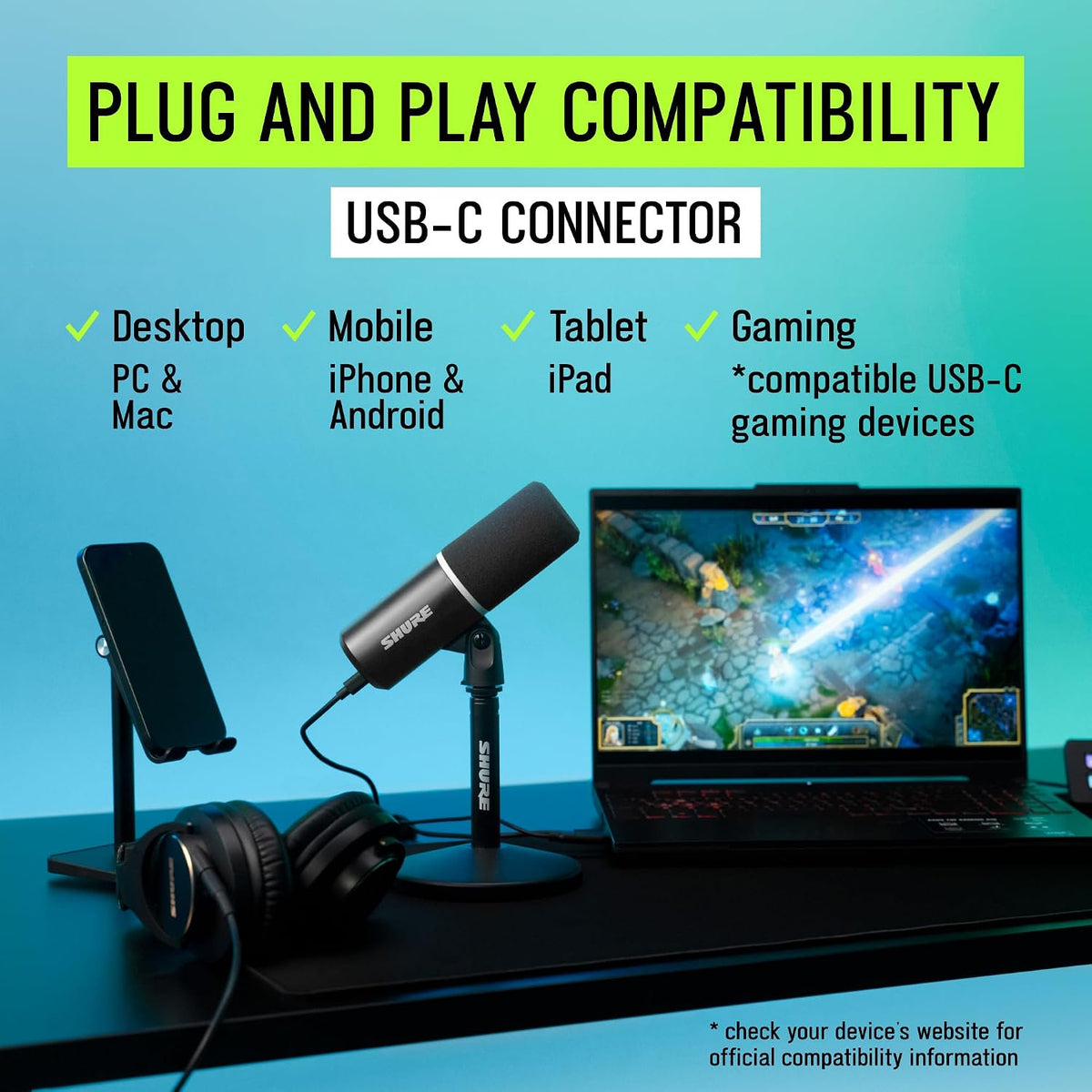 Shure MV6 USB Microphone for Gaming, Streaming & Recording (Gen 2, Black)